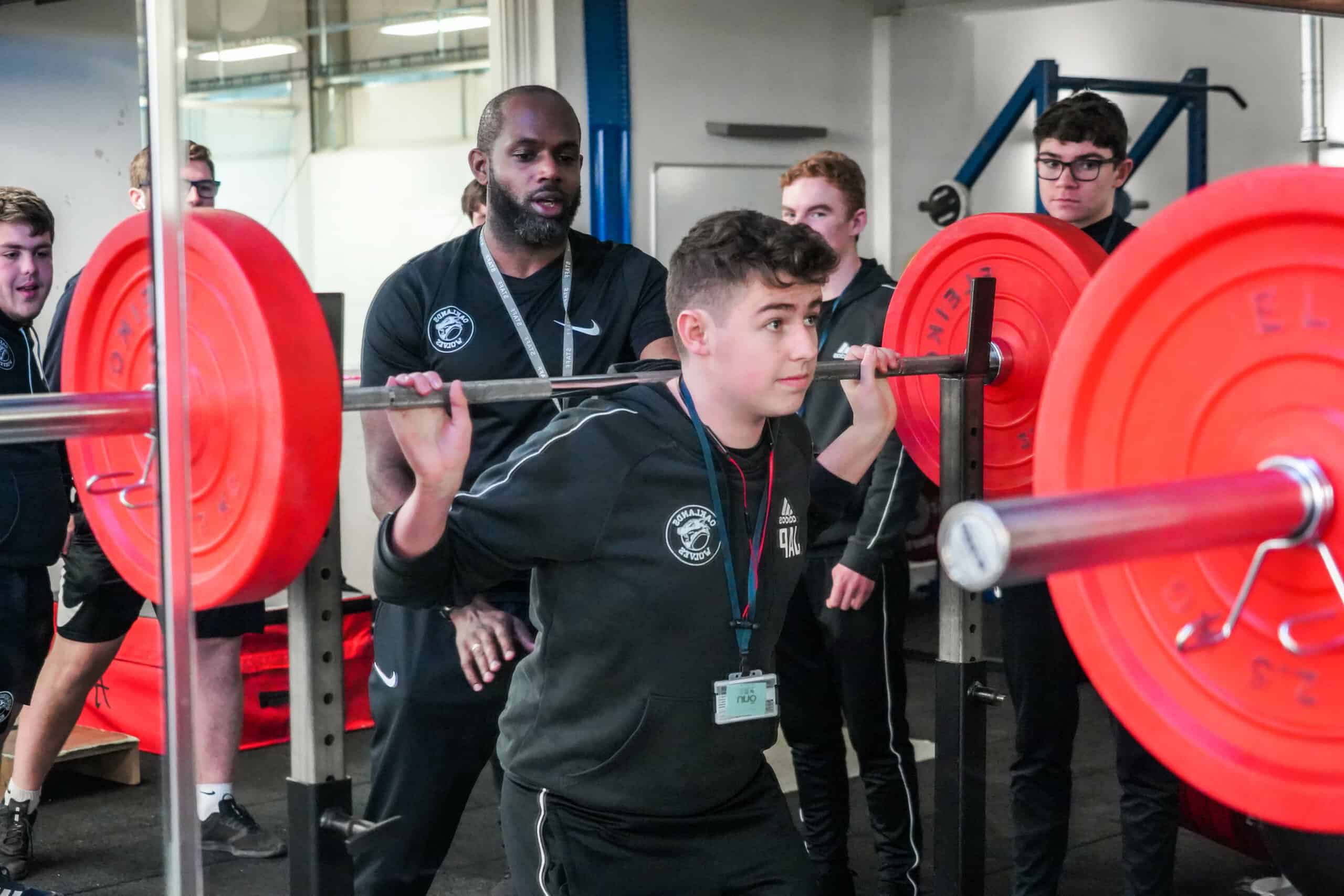 Strength training zone fitted with the latest weightlifting equipment