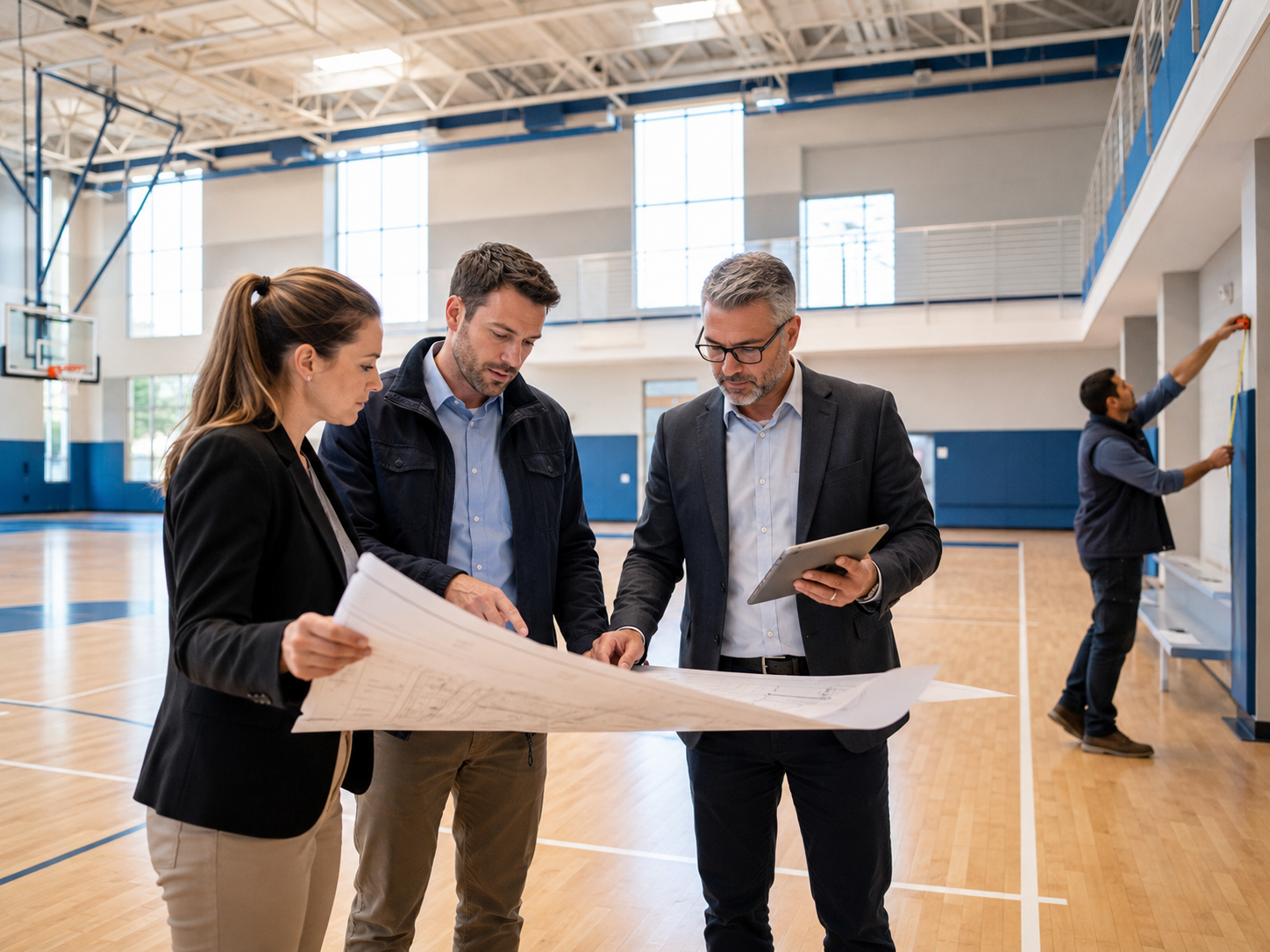 Sports facility assessment walkthrough at a Higher Colleges of Technology campus in Dubai
